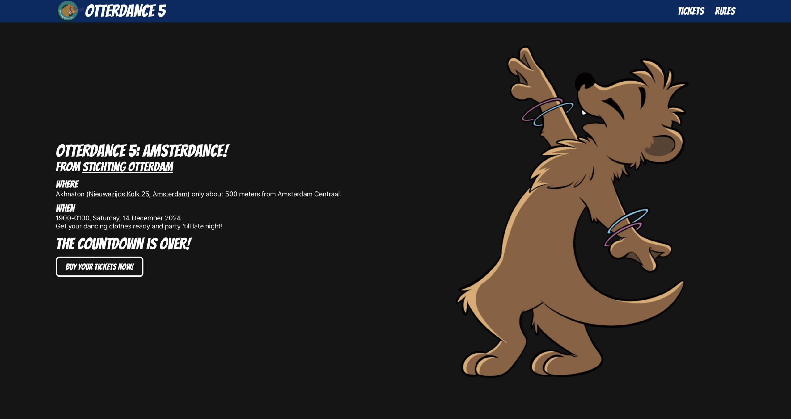 Screenshot of the Otterdance 5 website