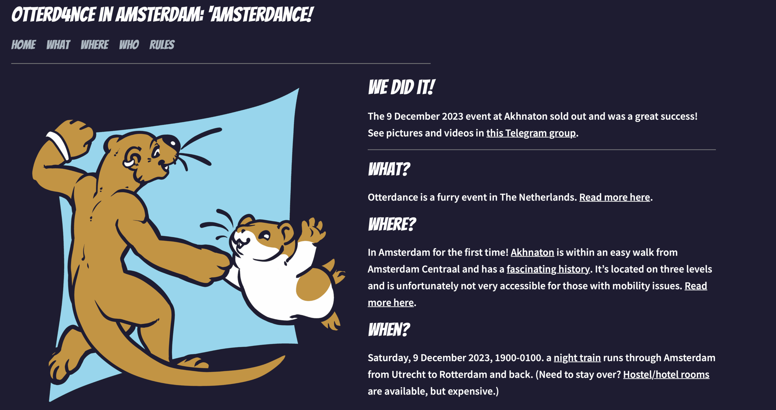 Screenshot of the Otterdance 4 website