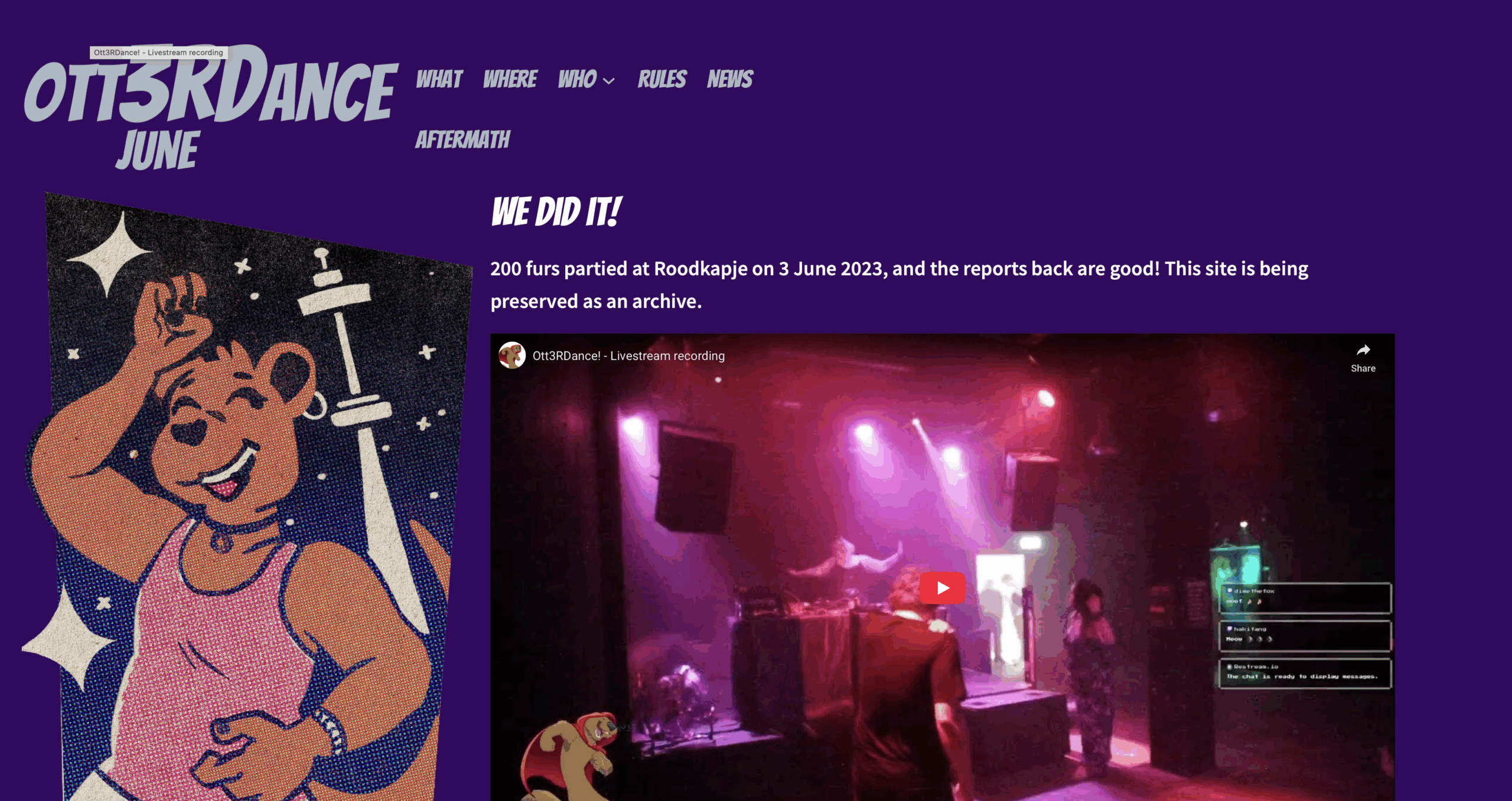 Screenshot of the Otterdance 3 website