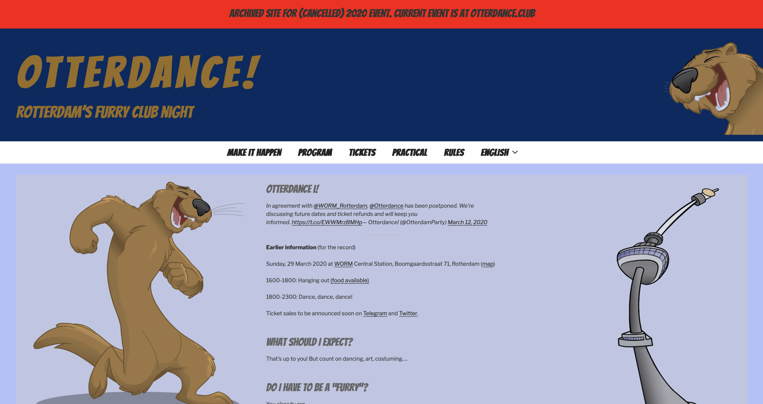 Screenshot of the Otterdance 1 website